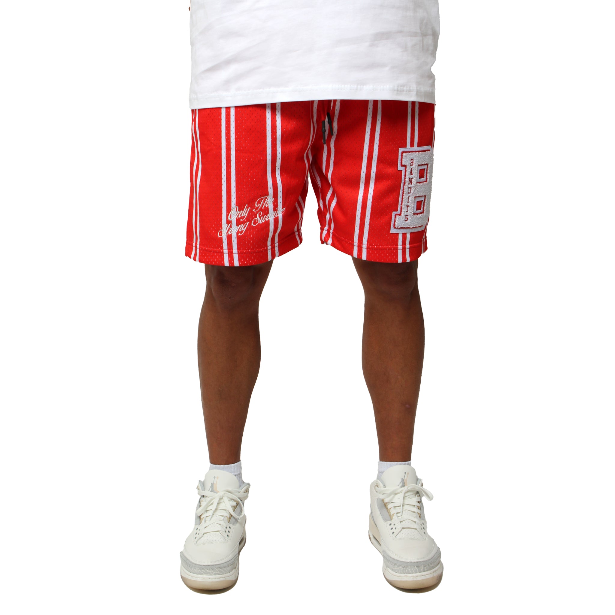 ONLY THE STRONG SURVIVE MESH SHORTS RED